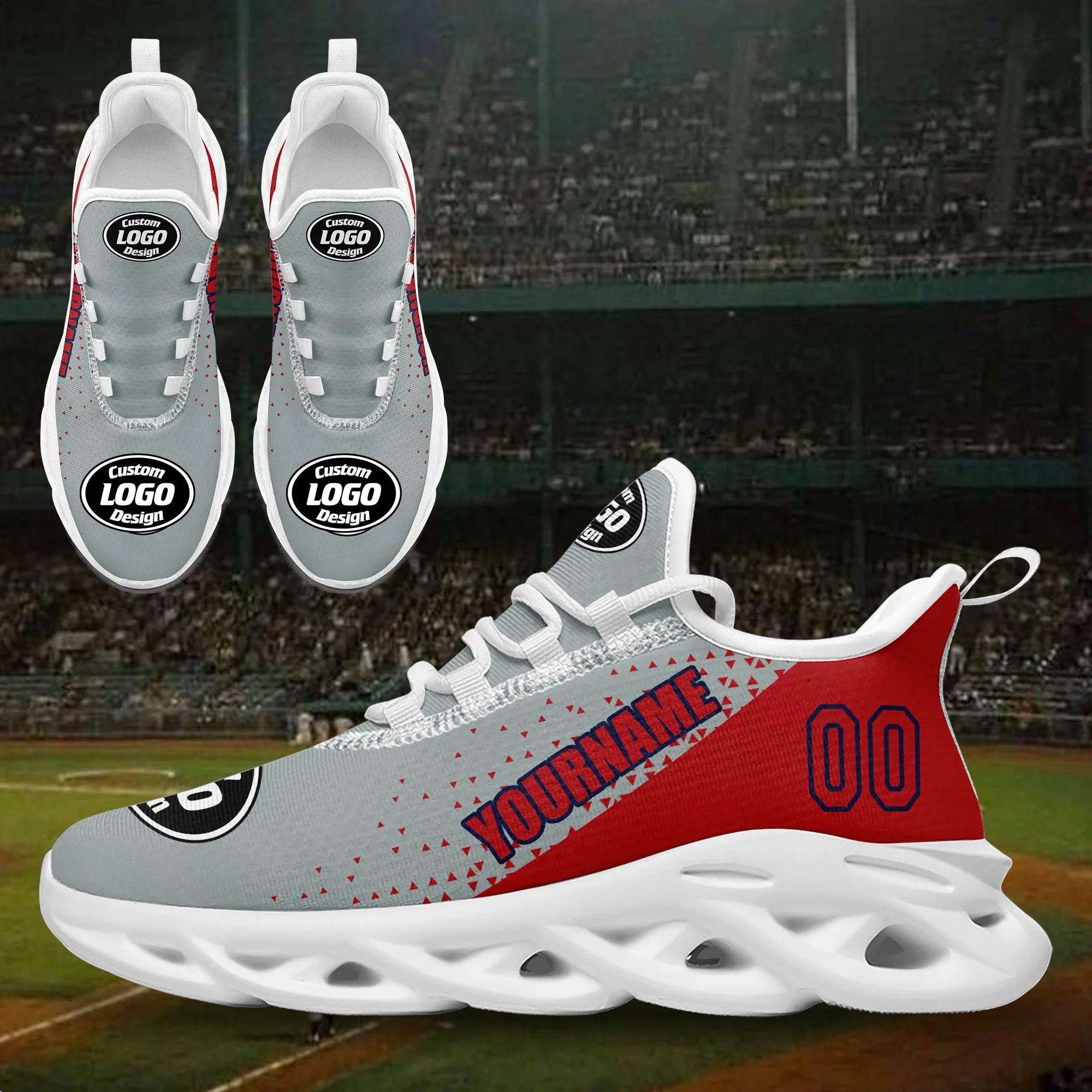 Custom Grey Red Jersey MaxSoul Shoes and Hat Combo Offer Personalized ZH-D0b0088-b - Coolcustomize