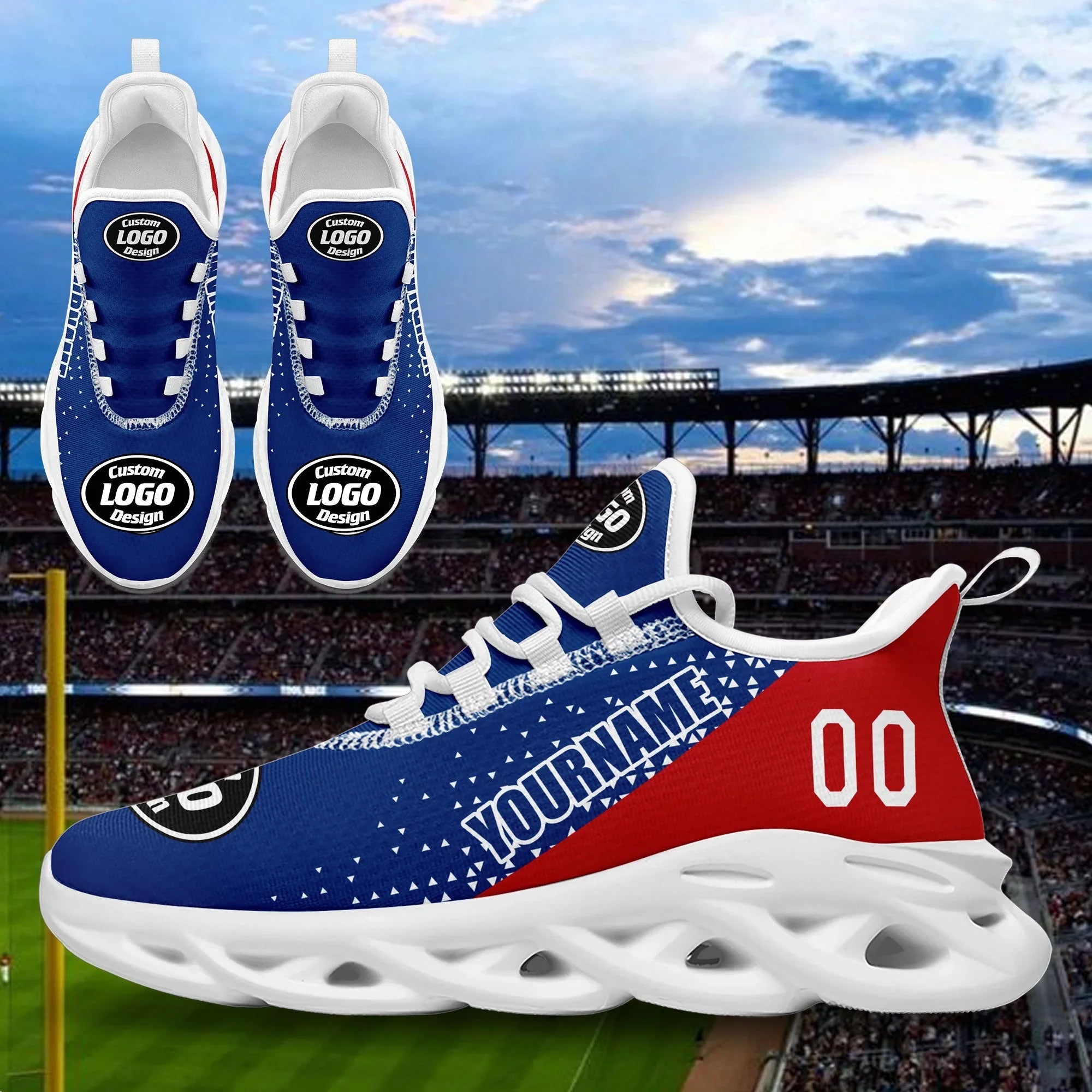 Custom Blue Red Jersey MaxSoul Shoes and Hat Combo Offer Personalized ZH-D0b009b-b - Coolcustomize
