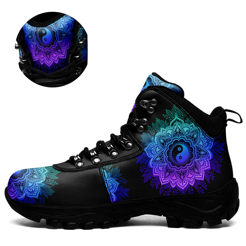 Personalized Boho Yin Yang Outdoor Combat Boots – Lightweight Non-Slip Spiritual Walking Shoes