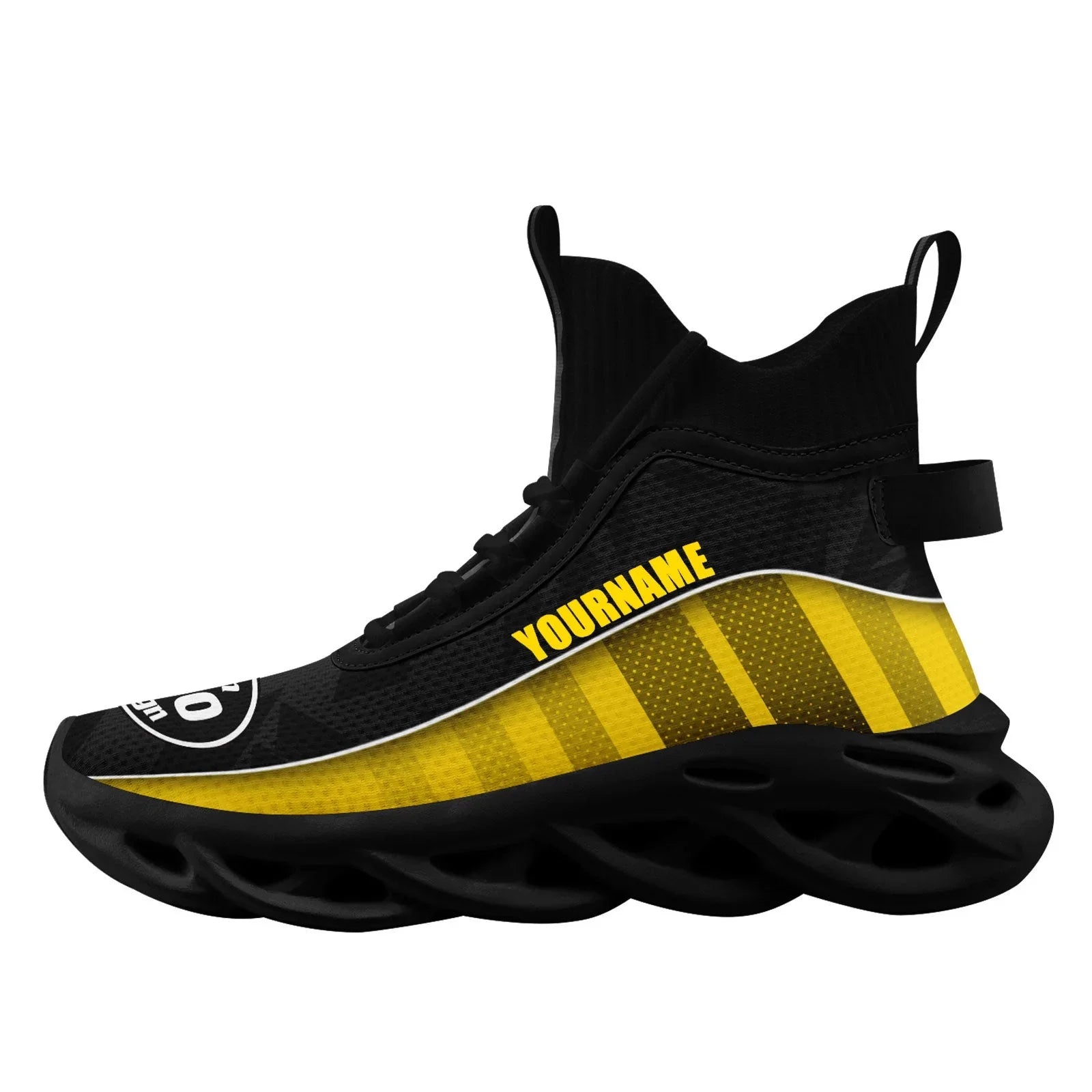 Custom Black Yellow Maxsoul Shoes Personalized Sneaker FN029A-D020158-7 - Coolcustomize