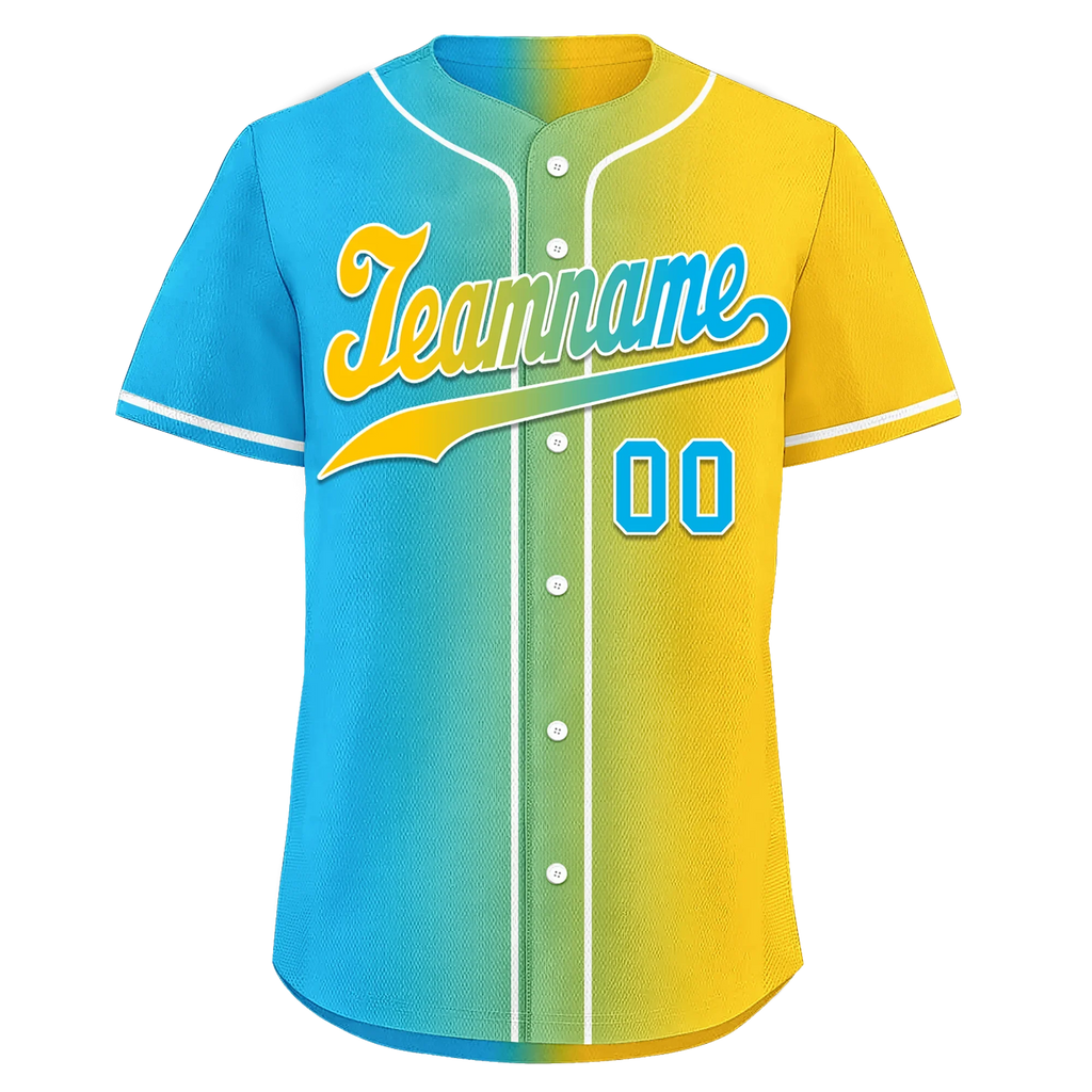Custom Blue Yellow Gradient Fashion Personalized Authentic Baseball Jersey BSBJ01-D0a709b - Coolcustomize