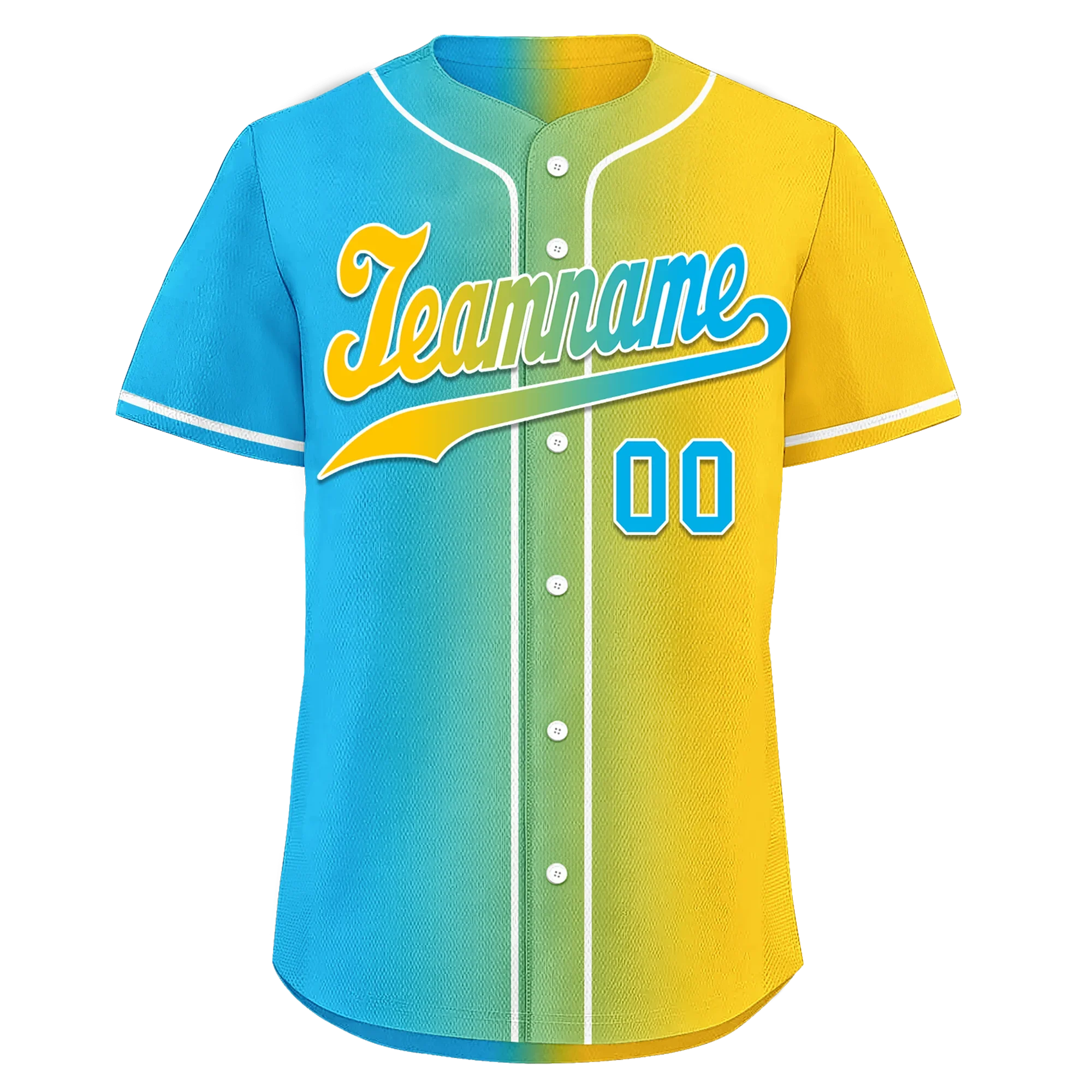 Custom Blue Yellow Gradient Fashion Personalized Authentic Baseball Jersey BSBJ01-D0a709b - Coolcustomize