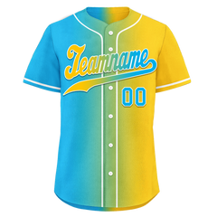 Custom Blue Yellow Gradient Fashion Personalized Authentic Baseball Jersey BSBJ01-D0a709b