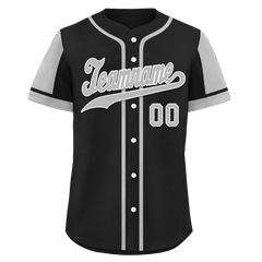 Custom Black Gray Raglan Sleeves Personalized Authentic Baseball Jersey BSBJ01-D017175