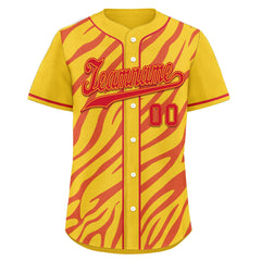 Custom Yellow Red Zebra Pattern Personalized Authentic Baseball Jersey BSBJ01-D020201-5