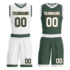 Custom White Green Classic Style Reversible Basketball Uniform Personalized Ordinary BBJR-D017002