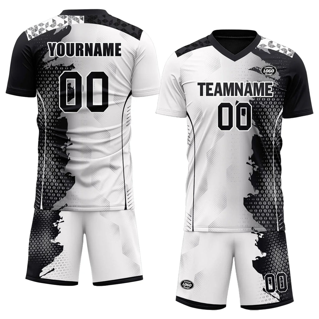 Custom Black White Soccer Sets Jersey Personalized SCJ101-D020210-2 - Coolcustomize