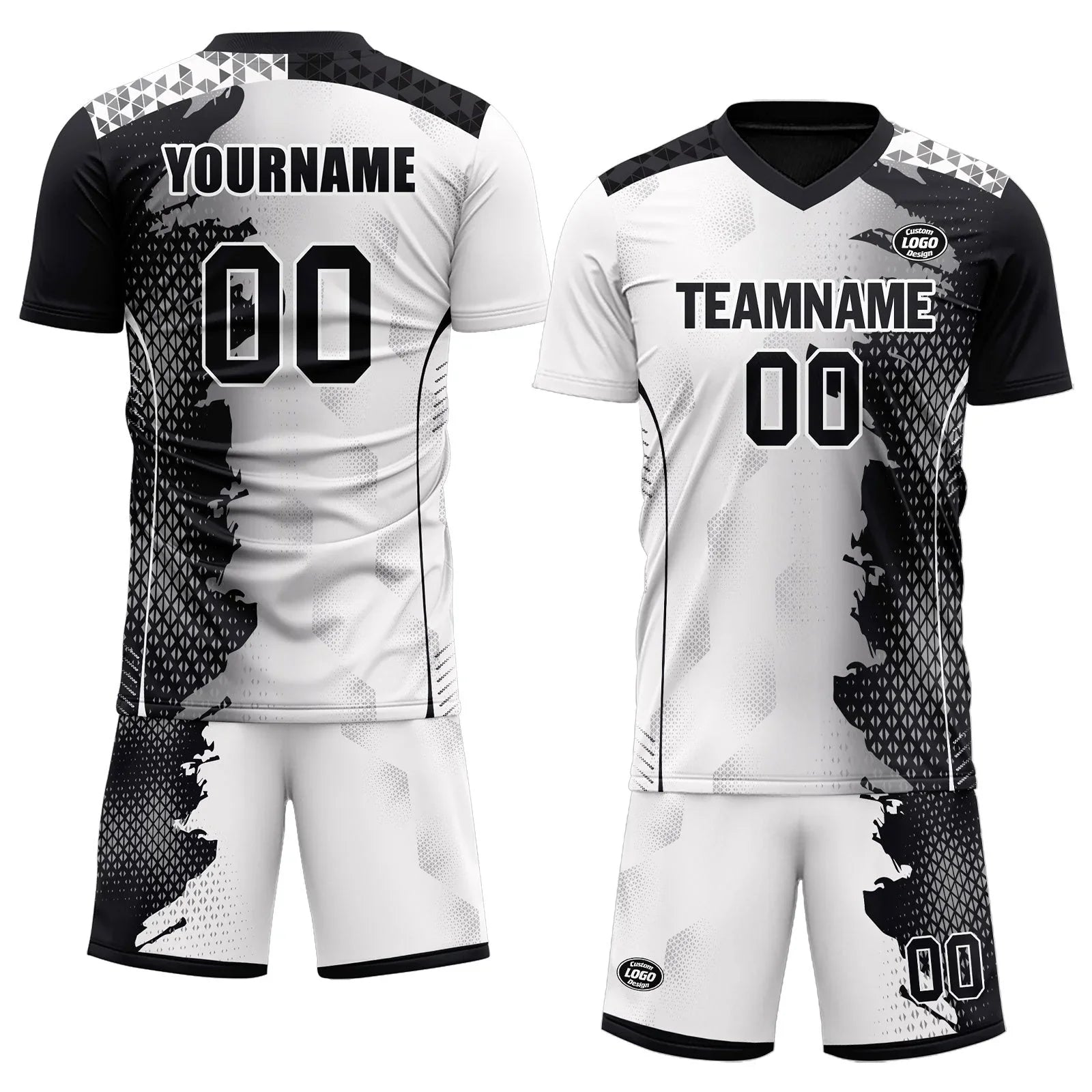Custom Black White Soccer Sets Jersey Personalized SCJ101-D020210-2 - Coolcustomize