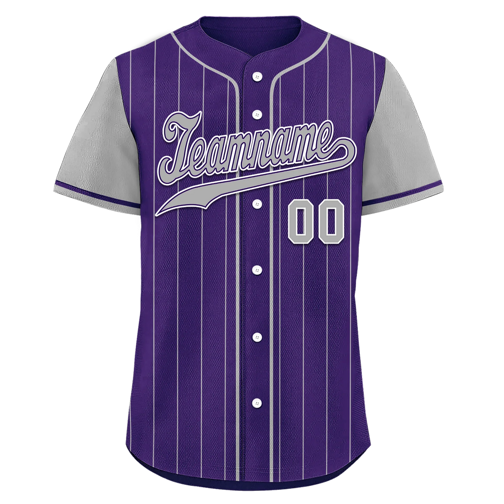 Custom Gray Purple Stripe Fashion Personalized Authentic Baseball Jersey BSBJ01-D017252 - Coolcustomize