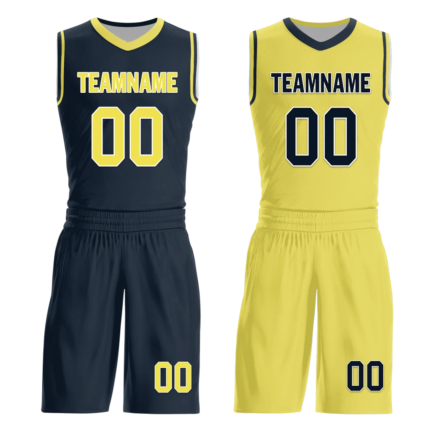 Custom Blue Yellow Classic Style Reversible Basketball Uniform Personalized COOLMAX BBJR-D017059 - Coolcustomize