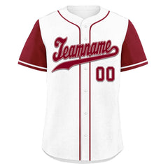 Custom White Burgundy Raglan Sleeves Personalized Authentic Baseball Jersey BSBJ01-D020200-17