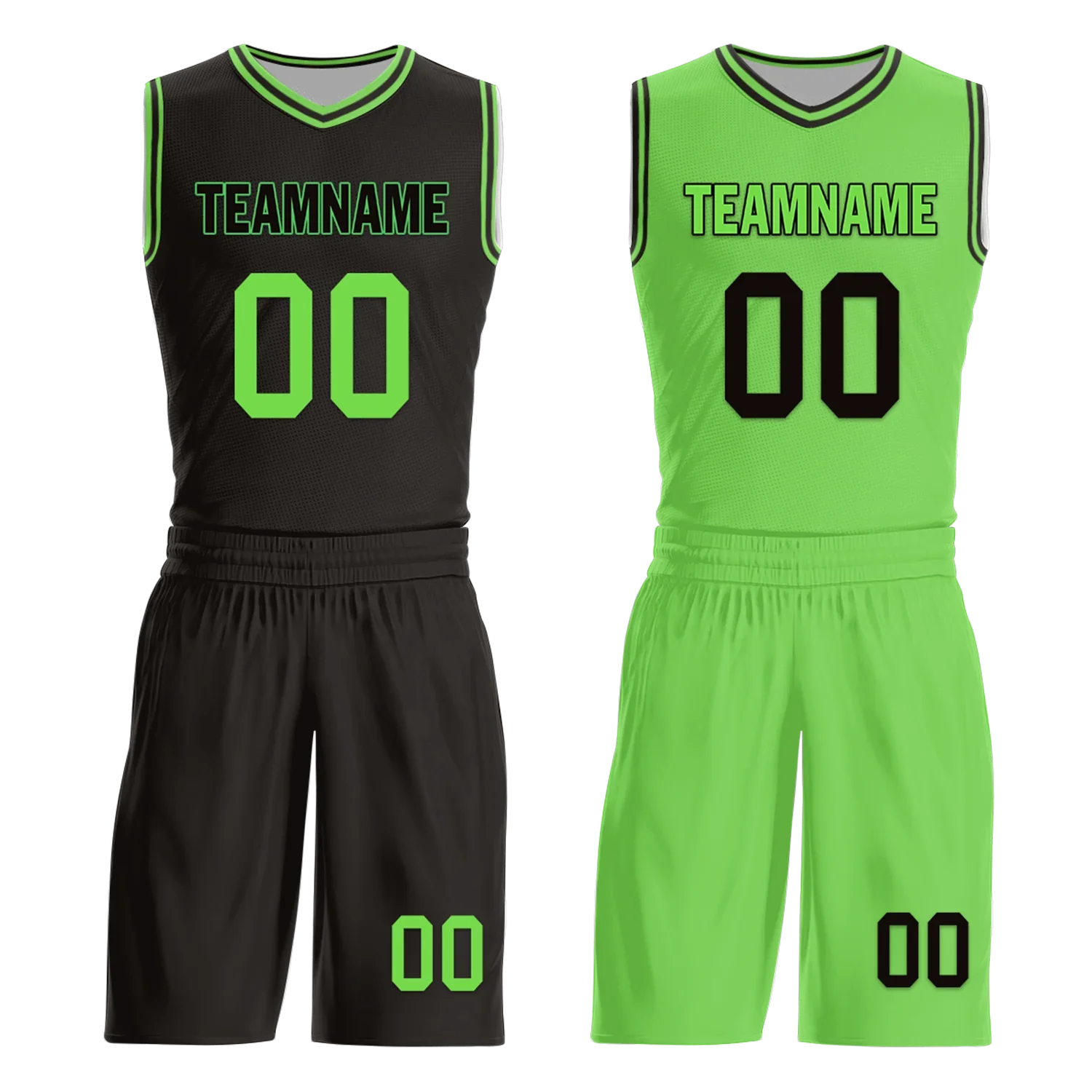 Custom Black Green Classic Style Reversible Basketball Uniform Personalized Ordinary BBJR-D017049 - Coolcustomize