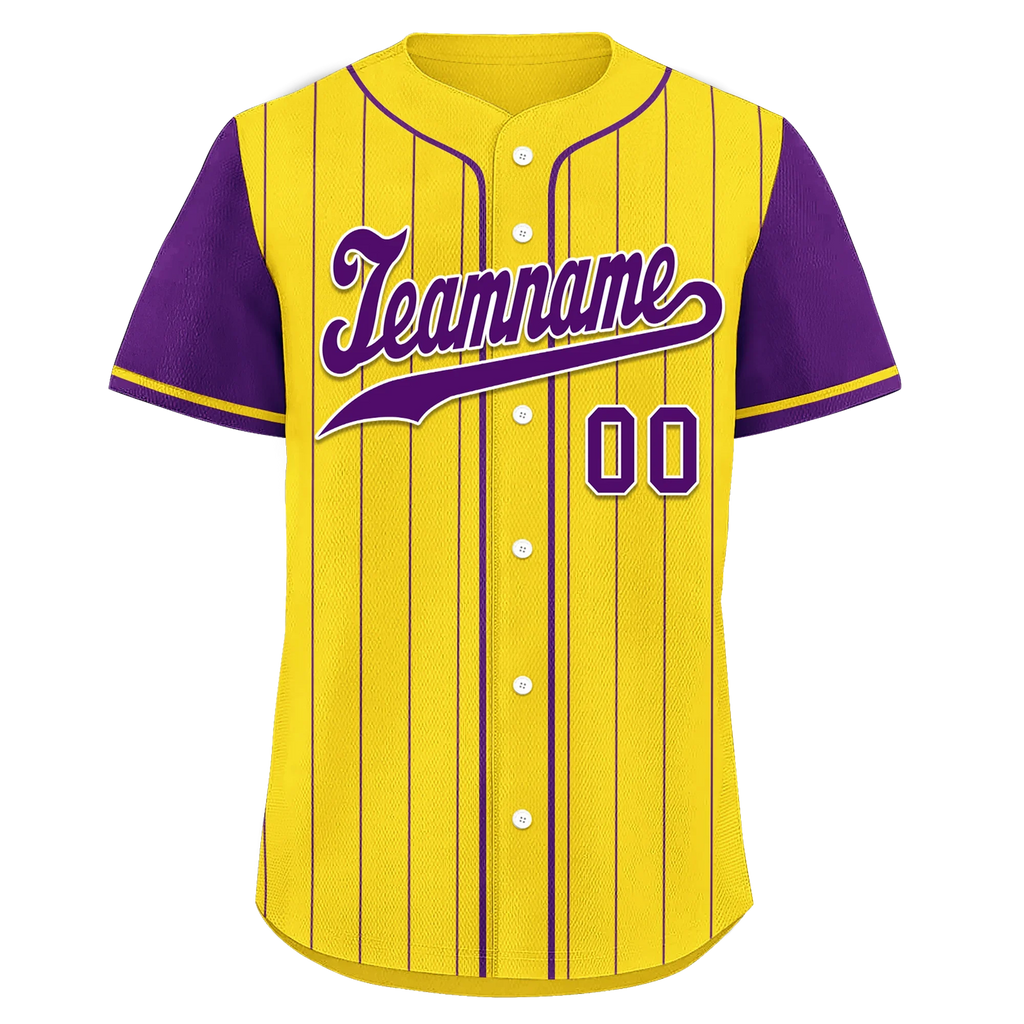 Custom Gold Purple Stripe Fashion Personalized Authentic Baseball Jersey BSBJ01-D017219 - Coolcustomize