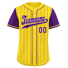 Custom Gold Purple Stripe Fashion Personalized Authentic Baseball Jersey BSBJ01-D017219