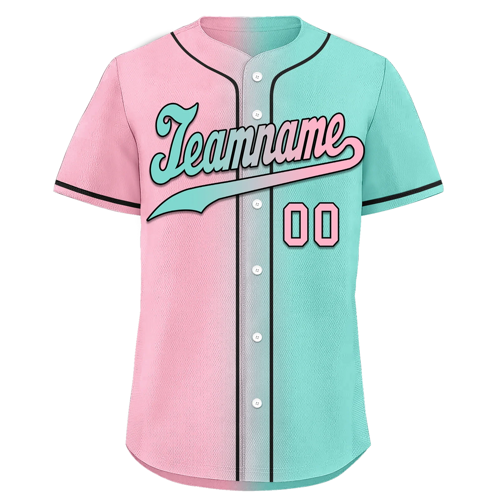 Custom Pink Cyan Gradient Fashion Personalized Authentic Baseball Jersey BSBJ01-D0a708b - Coolcustomize