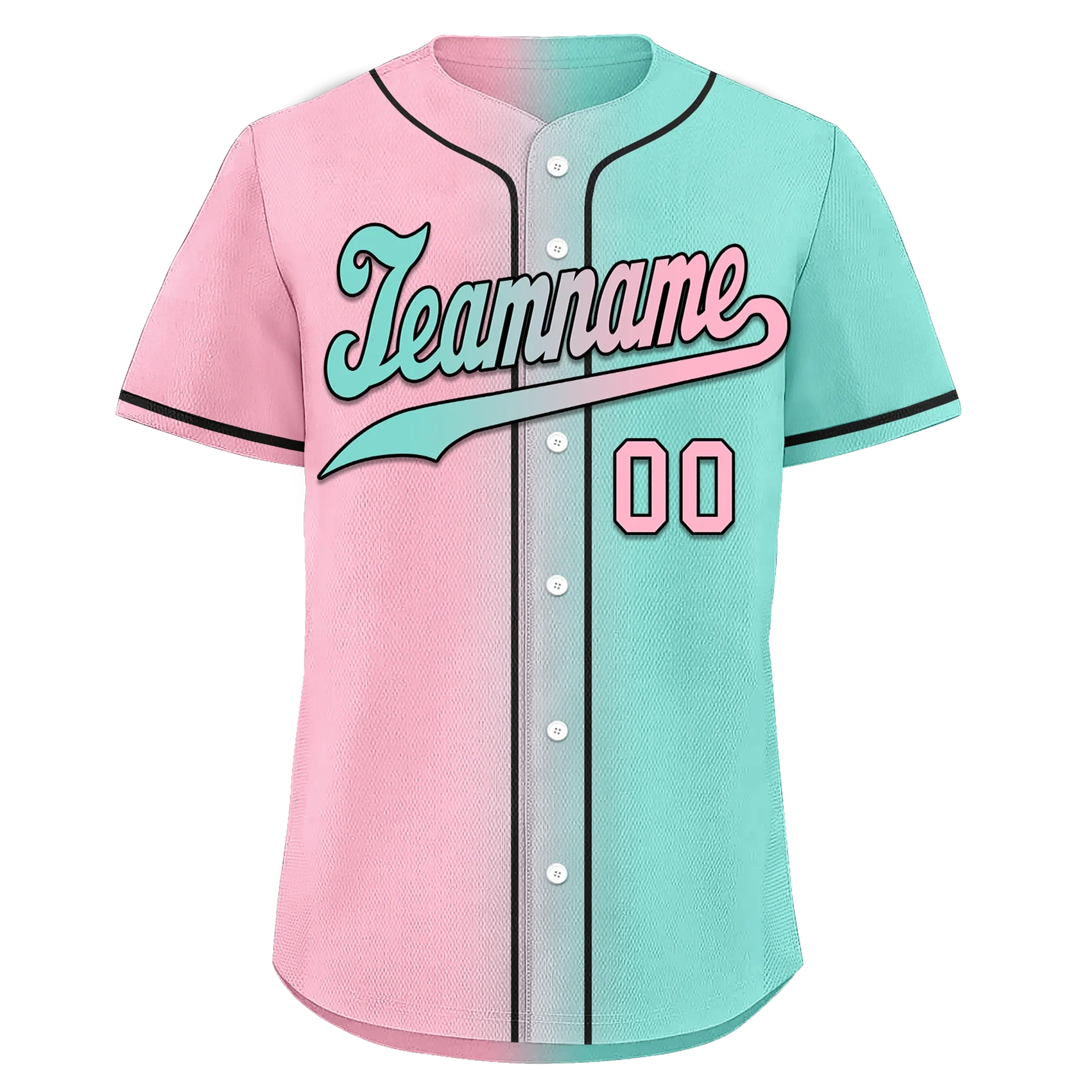 Custom Pink Cyan Gradient Fashion Personalized Authentic Baseball Jersey BSBJ01-D0a708b - Coolcustomize