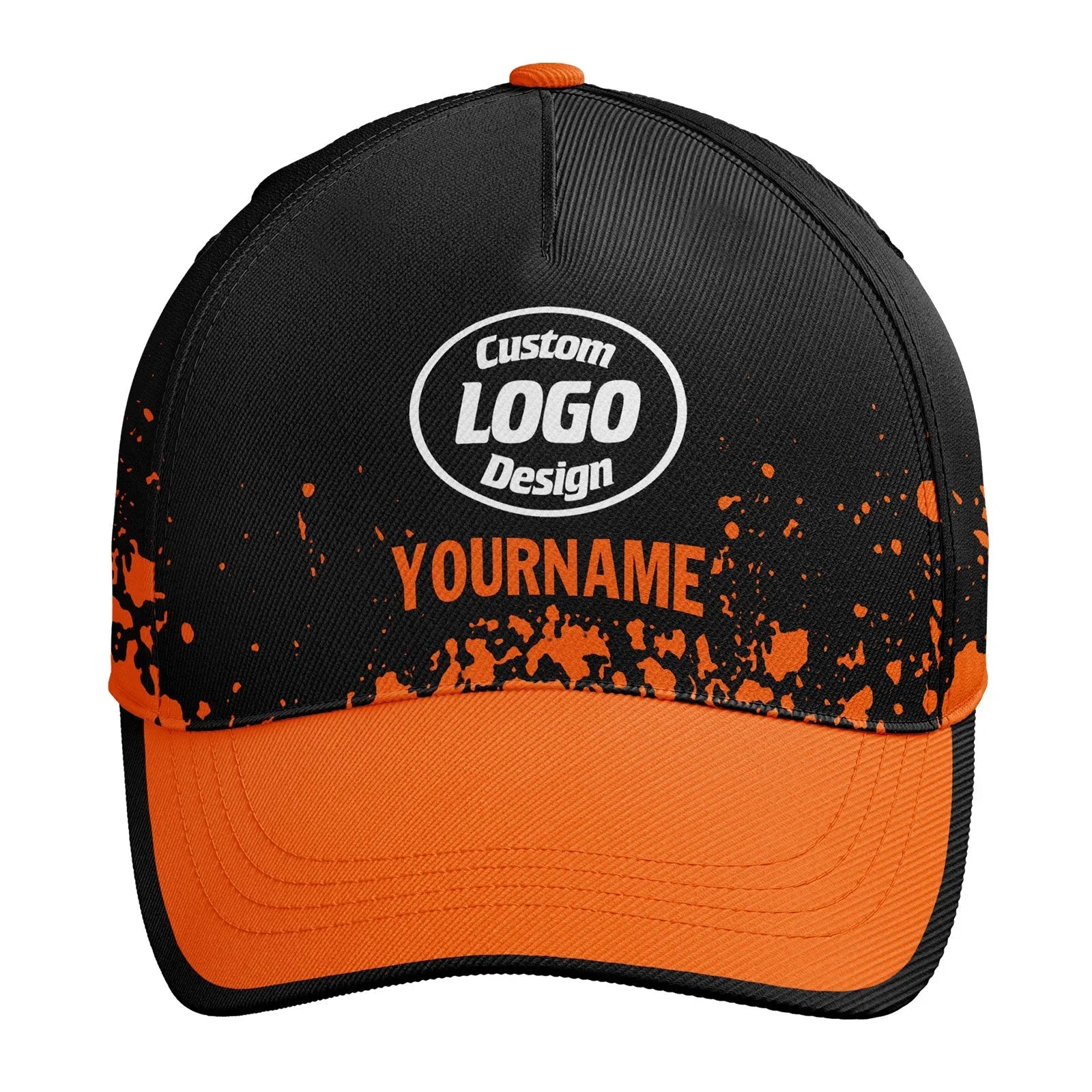 Custom Black Orange Hat Sport Design Cap Stitched Adjustable Personalized YW061-D020231-3 - Coolcustomize