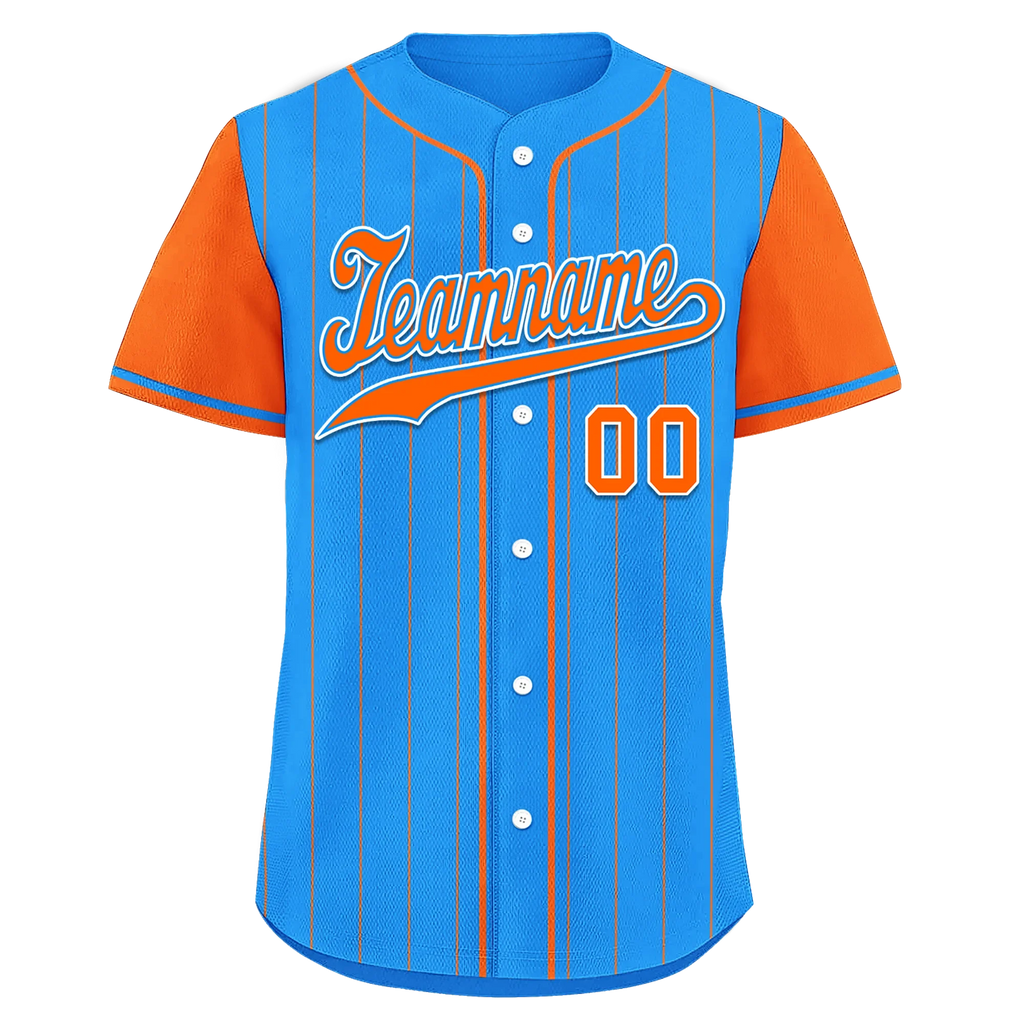 Custom Blue Orange Stripe Fashion Personalized Authentic Baseball Jersey BSBJ01-D017211 - Coolcustomize