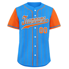 Custom Blue Orange Stripe Fashion Personalized Authentic Baseball Jersey BSBJ01-D017211