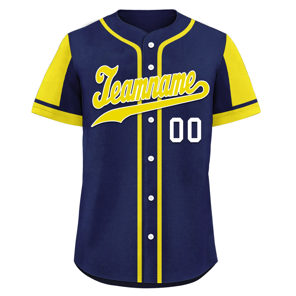Custom Blue Yellow Raglan Sleeves Personalized Authentic Baseball Jersey BSBJ01-D017182 - Coolcustomize