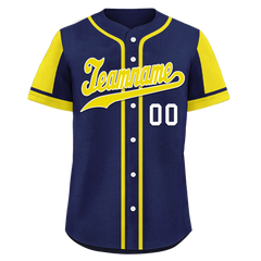 Custom Blue Yellow Raglan Sleeves Personalized Authentic Baseball Jersey BSBJ01-D017182