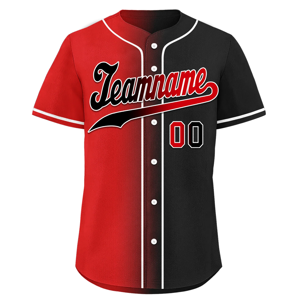 Custom Red Black Gradient Fashion Personalized Authentic Baseball Jersey BSBJ01-D0a707a - Coolcustomize