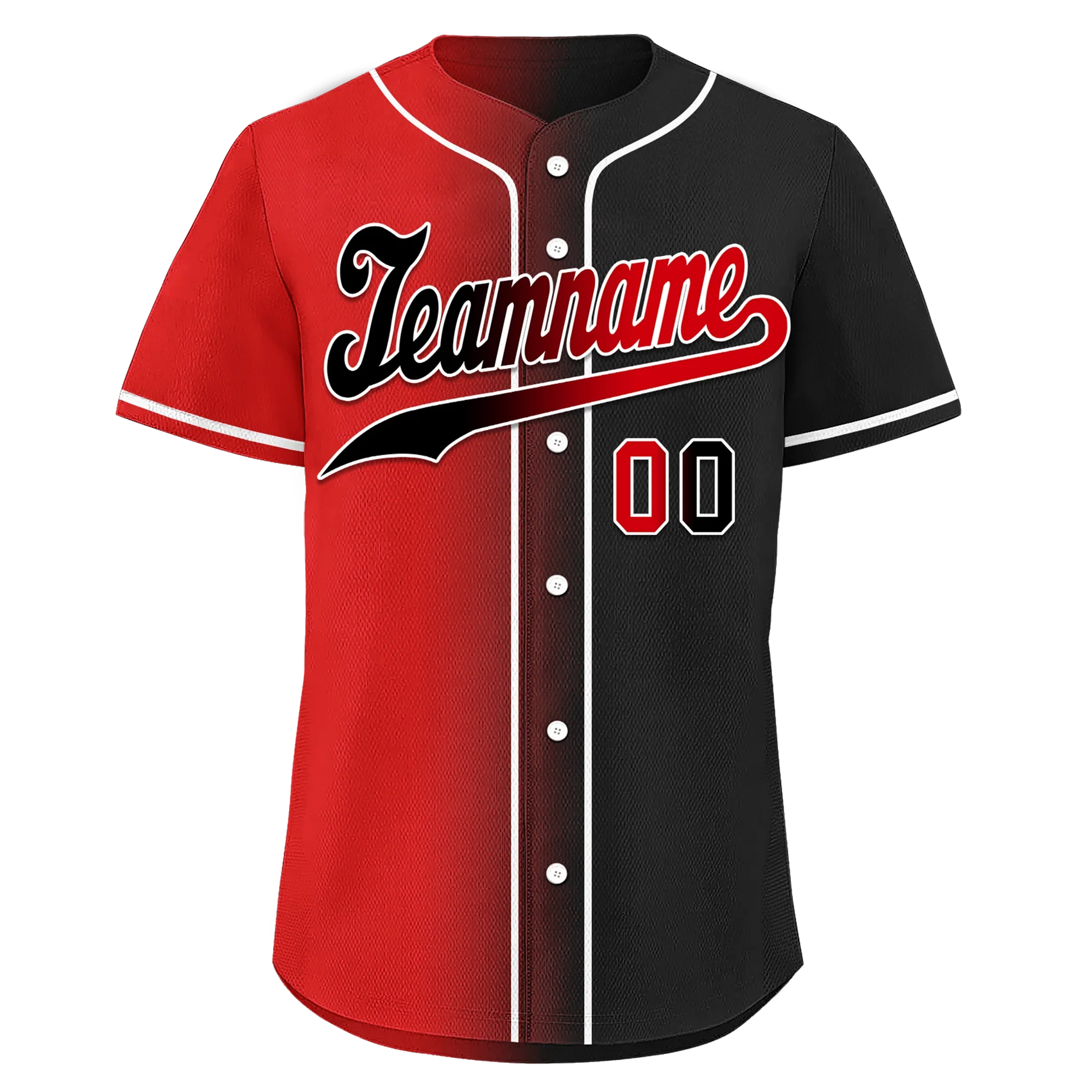 Custom Red Black Gradient Fashion Personalized Authentic Baseball Jersey BSBJ01-D0a707a - Coolcustomize
