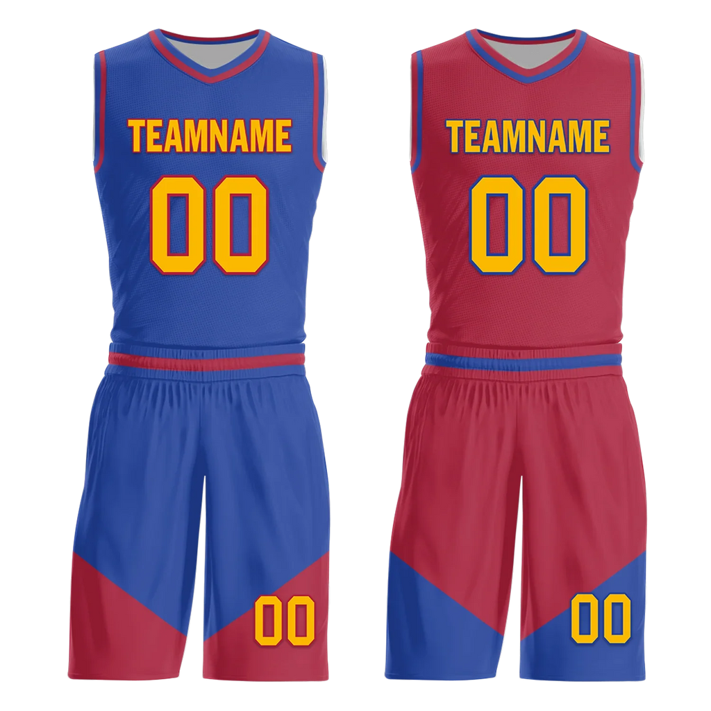 Custom Blue Red Classic Style Reversible Basketball Uniform Personalized Ordinary BBJR-D017029 - Coolcustomize