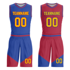 Custom Blue Red Classic Style Reversible Basketball Uniform Personalized Ordinary BBJR-D017029