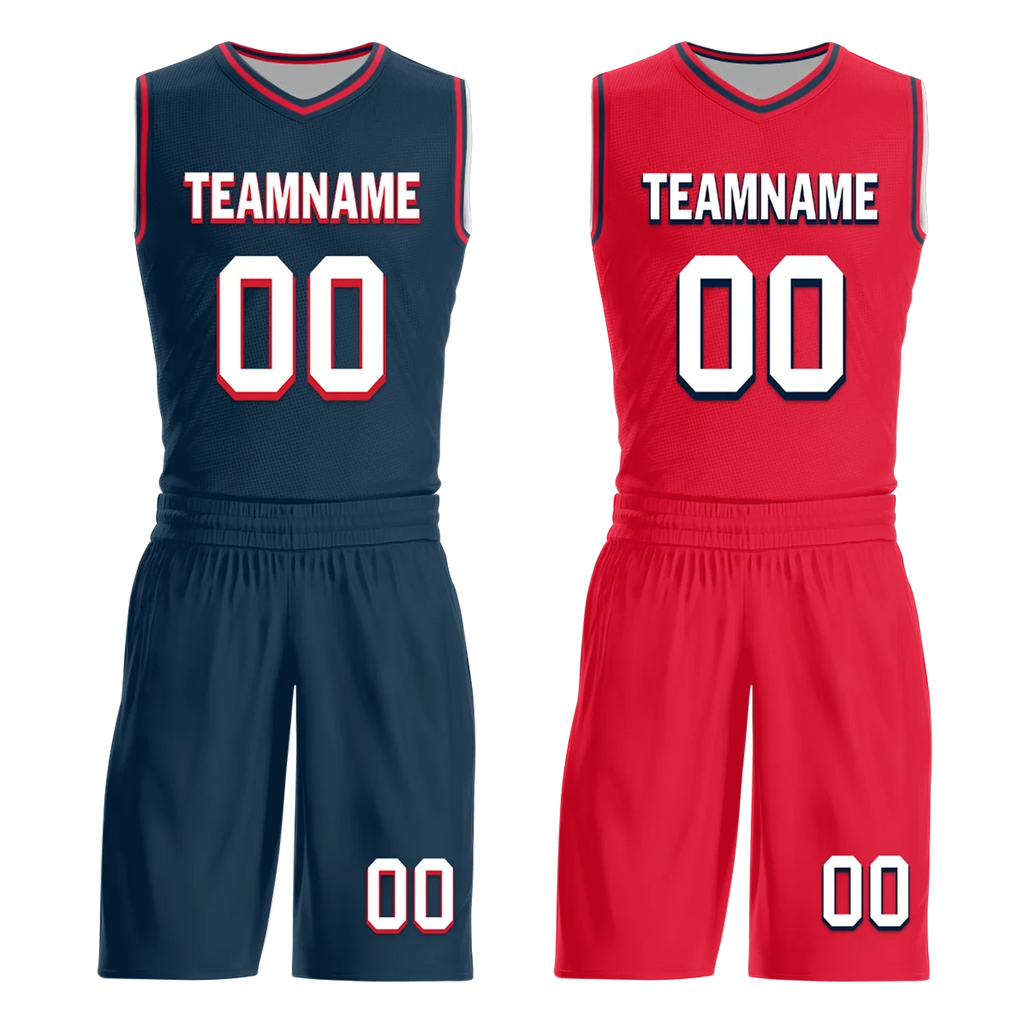 Custom Blue Red Classic Style Reversible Basketball Uniform Personalized Ordinary BBJR-D017021 - Coolcustomize