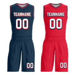 Custom Blue Red Classic Style Reversible Basketball Uniform Personalized Ordinary BBJR-D017021