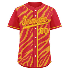 Custom Red Yellow Zebra Pattern Personalized Authentic Baseball Jersey BSBJ01-D020201-6