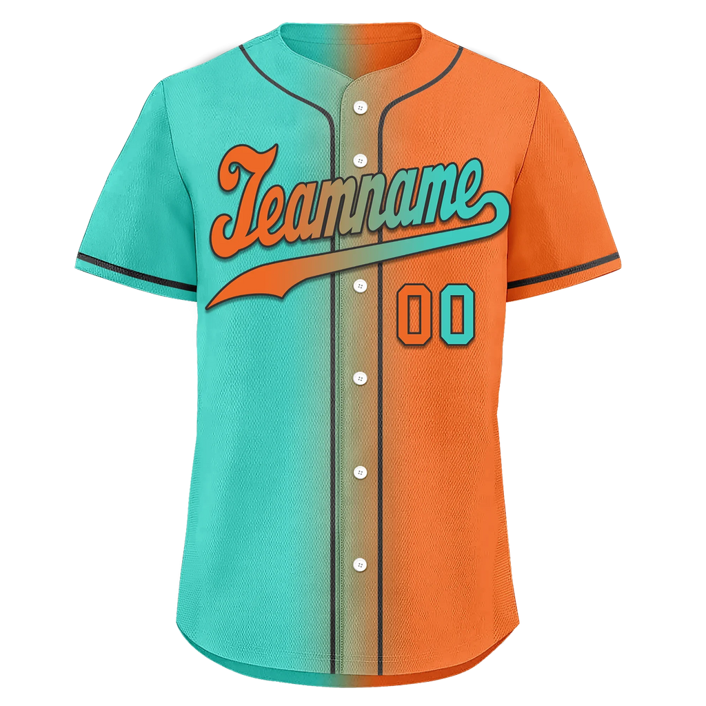 Custom Cyan Orange Gradient Fashion Personalized Authentic Baseball Jersey BSBJ01-D0a7087 - Coolcustomize