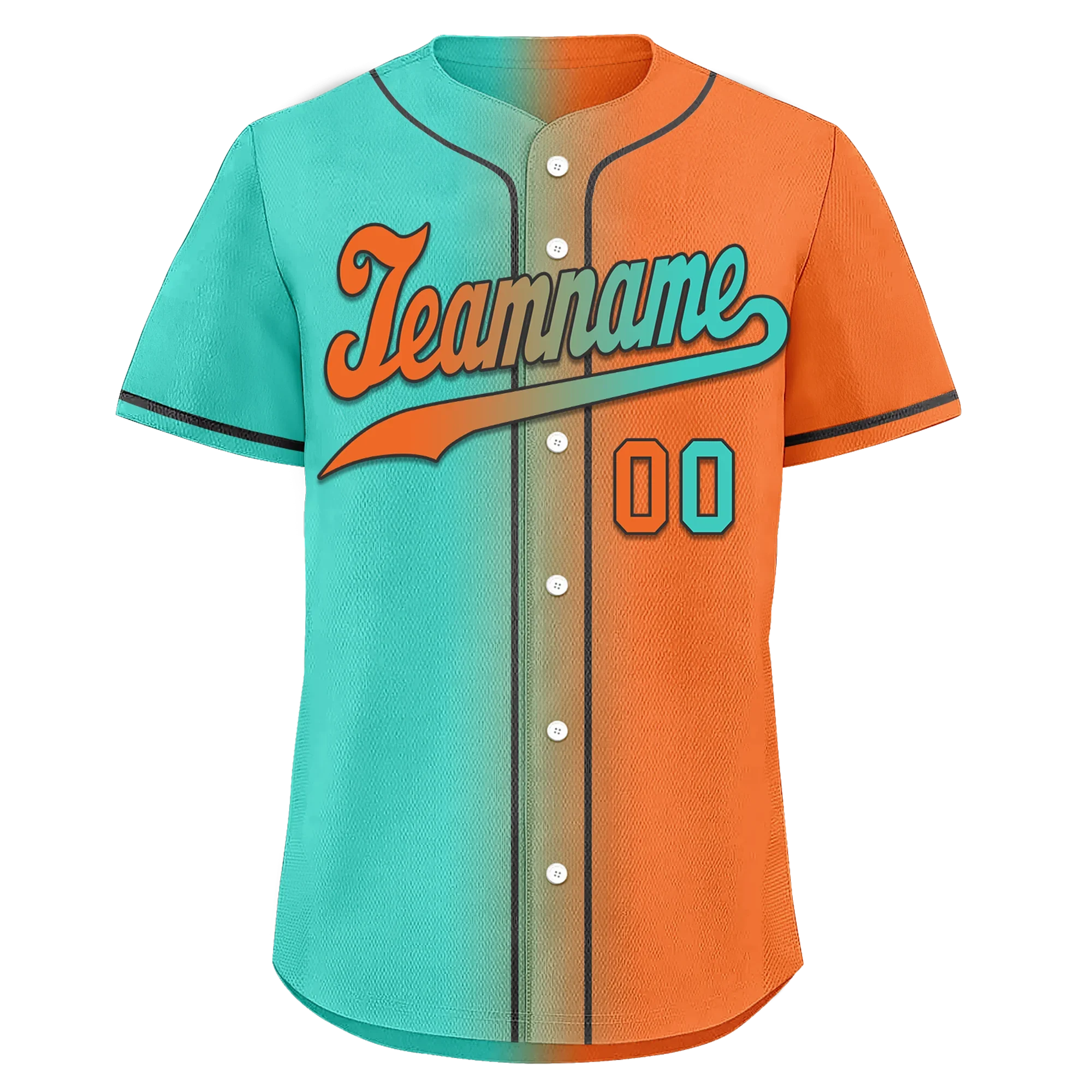 Custom Cyan Orange Gradient Fashion Personalized Authentic Baseball Jersey BSBJ01-D0a7087 - Coolcustomize