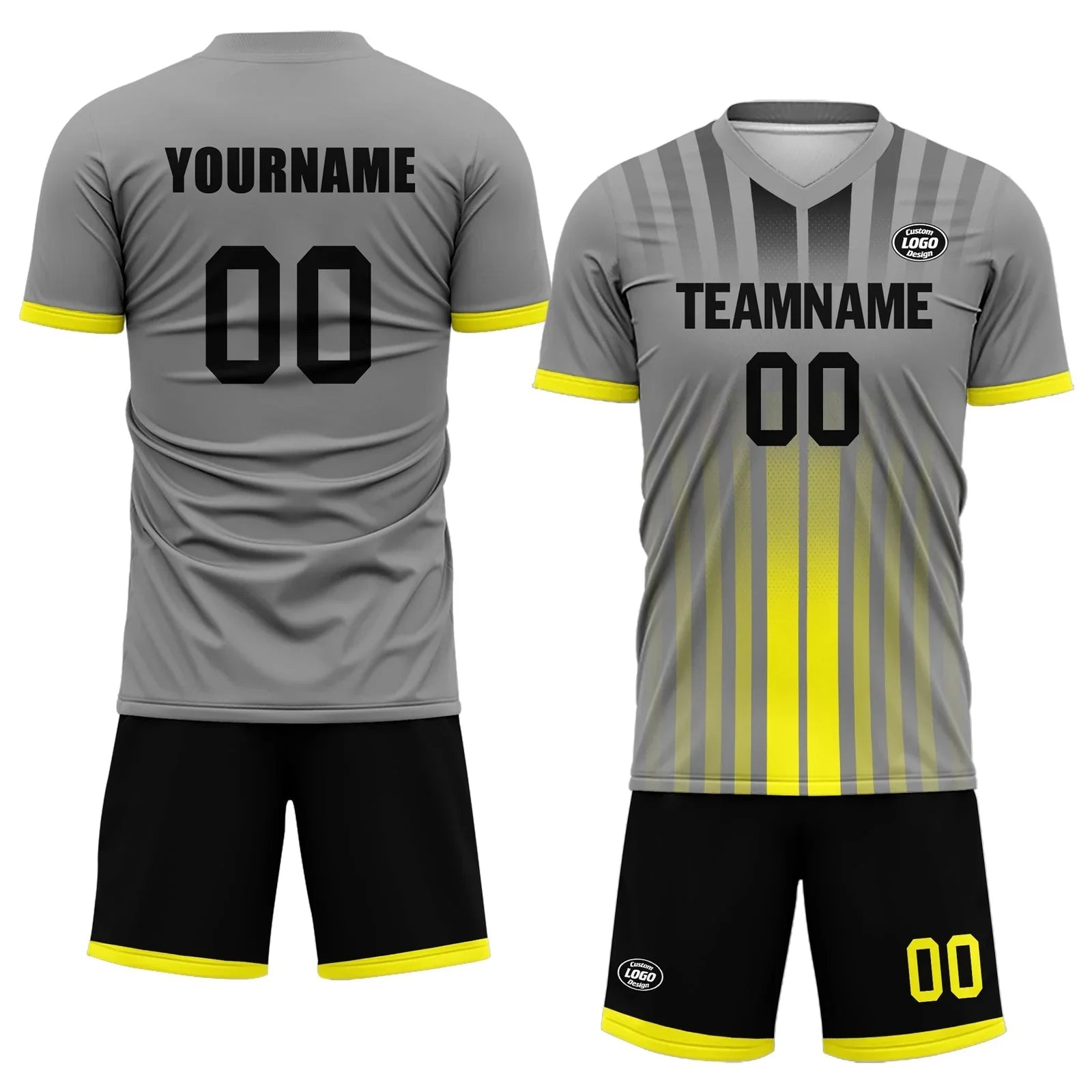 Custom Gray Yellow Soccer Sets Jersey Personalized SCJ101-D020131-9 - Coolcustomize