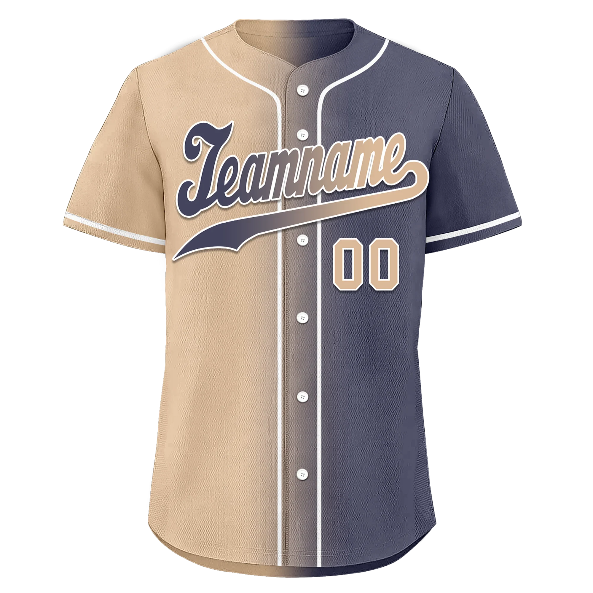 Custom Beige Blue Gradient Fashion Personalized Authentic Baseball Jersey BSBJ01-D0a7080 - Coolcustomize
