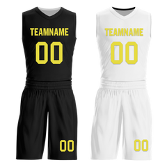 Custom Black White Classic Style Reversible Basketball Uniform Personalized COOLMAX BBJR-D017048