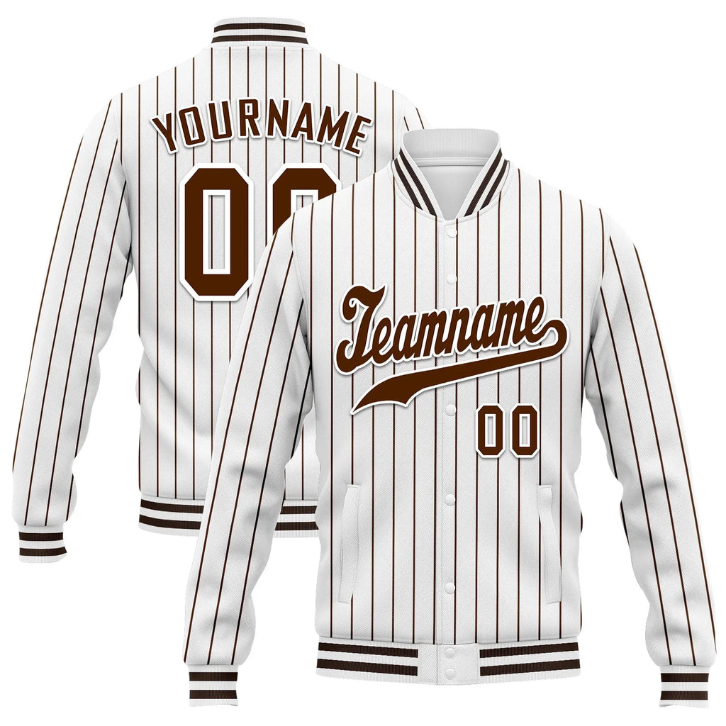 Custom Auburn White Stripe Fashion Jacket Bomber Full-Snap Varsity Letterman Personalized Jacket FZ005-D020219-24 - Coolcustomize