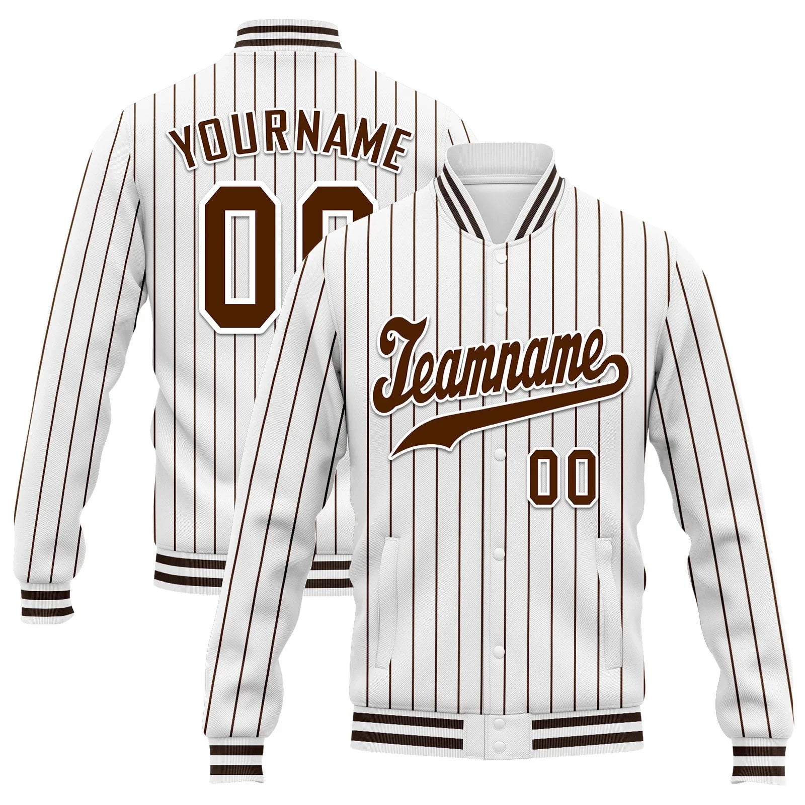 Custom Auburn White Stripe Fashion Jacket Bomber Full-Snap Varsity Letterman Personalized Jacket FZ005-D020219-24 - Coolcustomize
