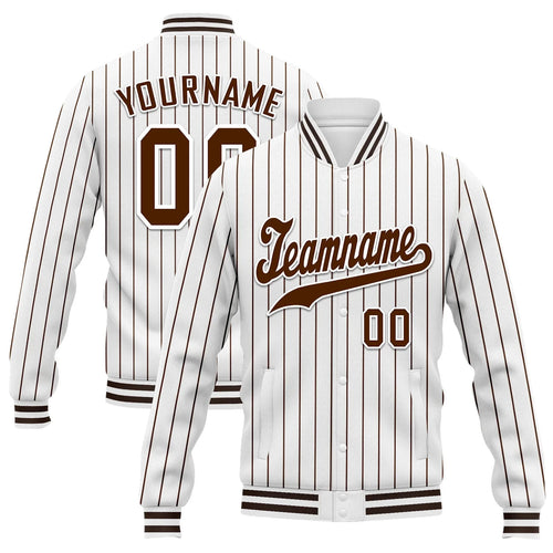 Custom Auburn White Stripe Fashion Jacket Bomber Full-Snap Varsity Letterman Personalized Jacket FZ005-D020219-24 - Coolcustomize