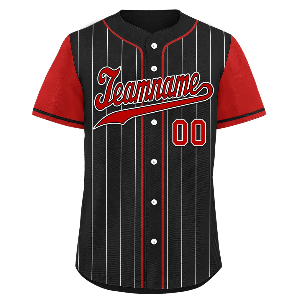 Custom Black Red Stripe Fashion Personalized Authentic Baseball Jersey BSBJ01-D017216 - Coolcustomize