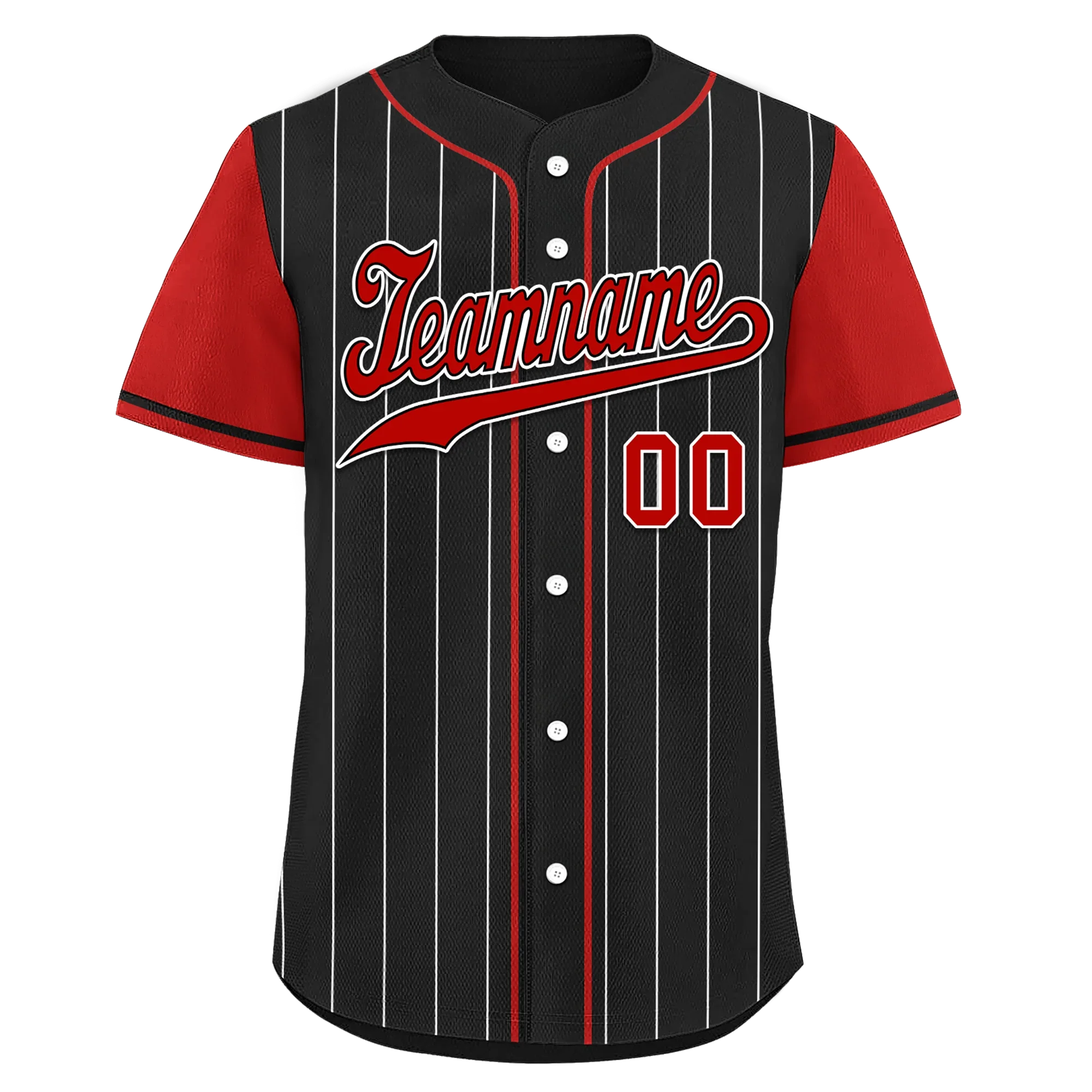 Custom Black Red Stripe Fashion Personalized Authentic Baseball Jersey BSBJ01-D017216 - Coolcustomize