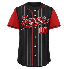 Custom Black Red Stripe Fashion Personalized Authentic Baseball Jersey BSBJ01-D017216