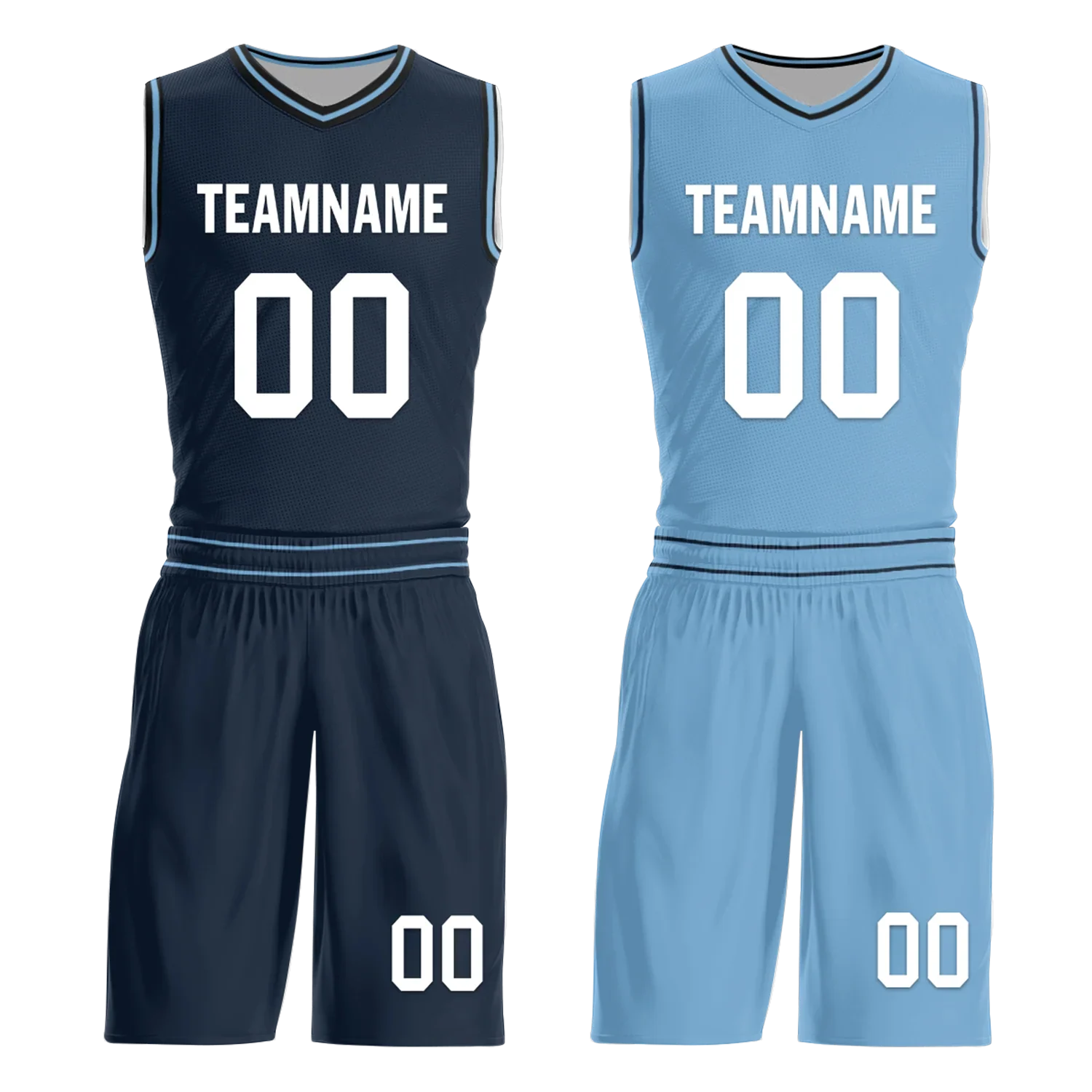 Custom Blue Classic Style Reversible Basketball Uniform Personalized COOLMAX BBJR-D017032 - Coolcustomize