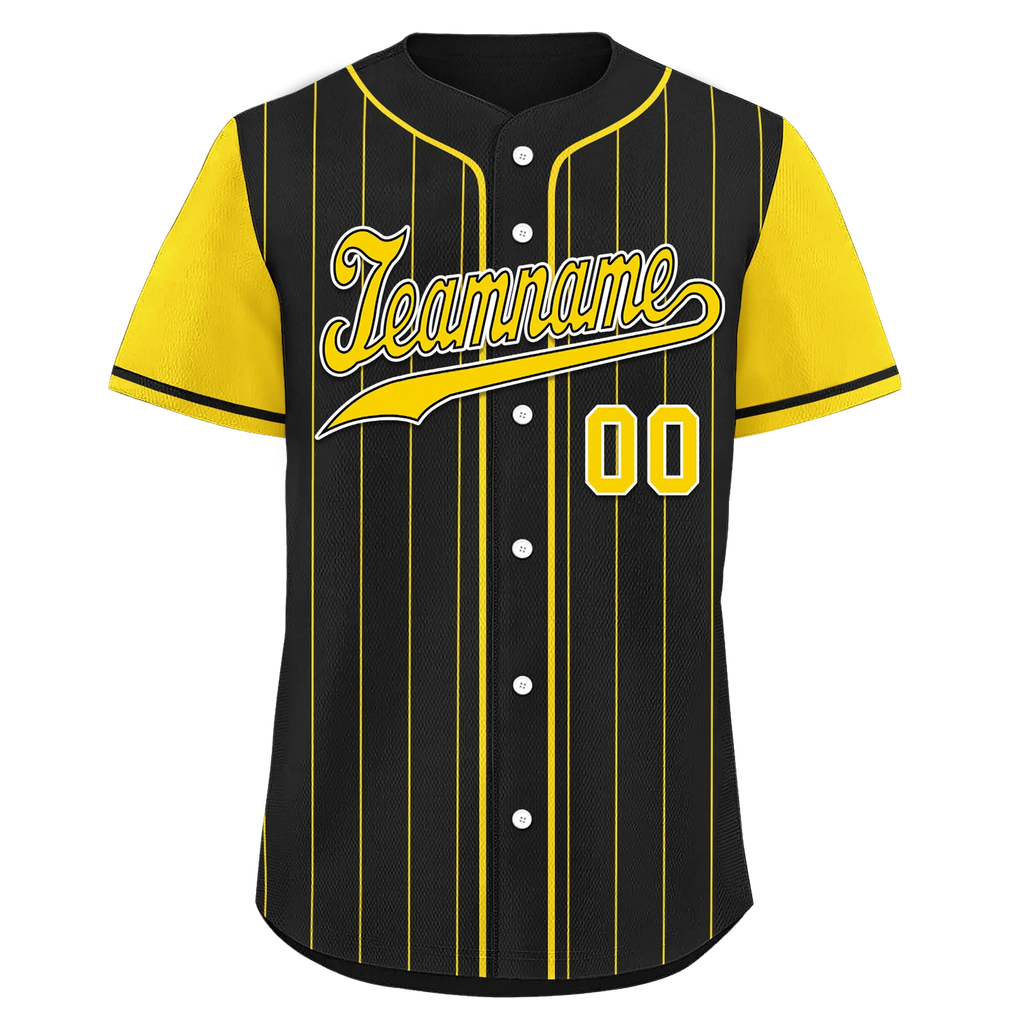 Custom Black Gold Stripe Fashion Personalized Authentic Baseball Jersey BSBJ01-D017217 - Coolcustomize