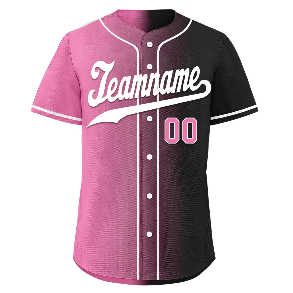 Custom Pink Black Gradient Fashion Personalized Authentic Baseball Jersey BSBJ01-D0a7099 - Coolcustomize