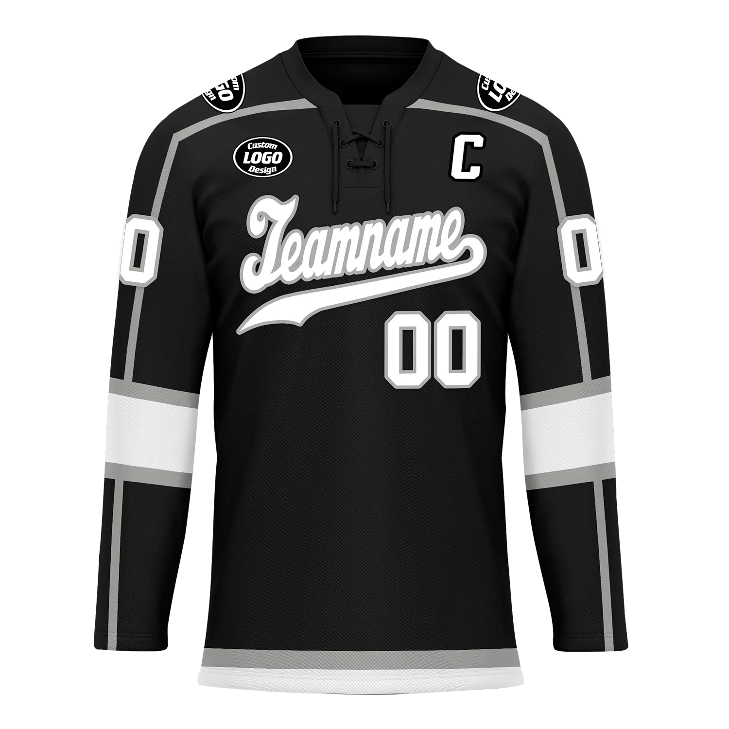 Custom Black White Personalized Hockey Jersey HCKJ01-D0a70e8 - Coolcustomize