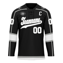 Custom Black White Personalized Hockey Jersey HCKJ01-D0a70e8