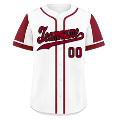 Custom White Red Raglan Sleeves Personalized Authentic Baseball Jersey BSBJ01-D017163