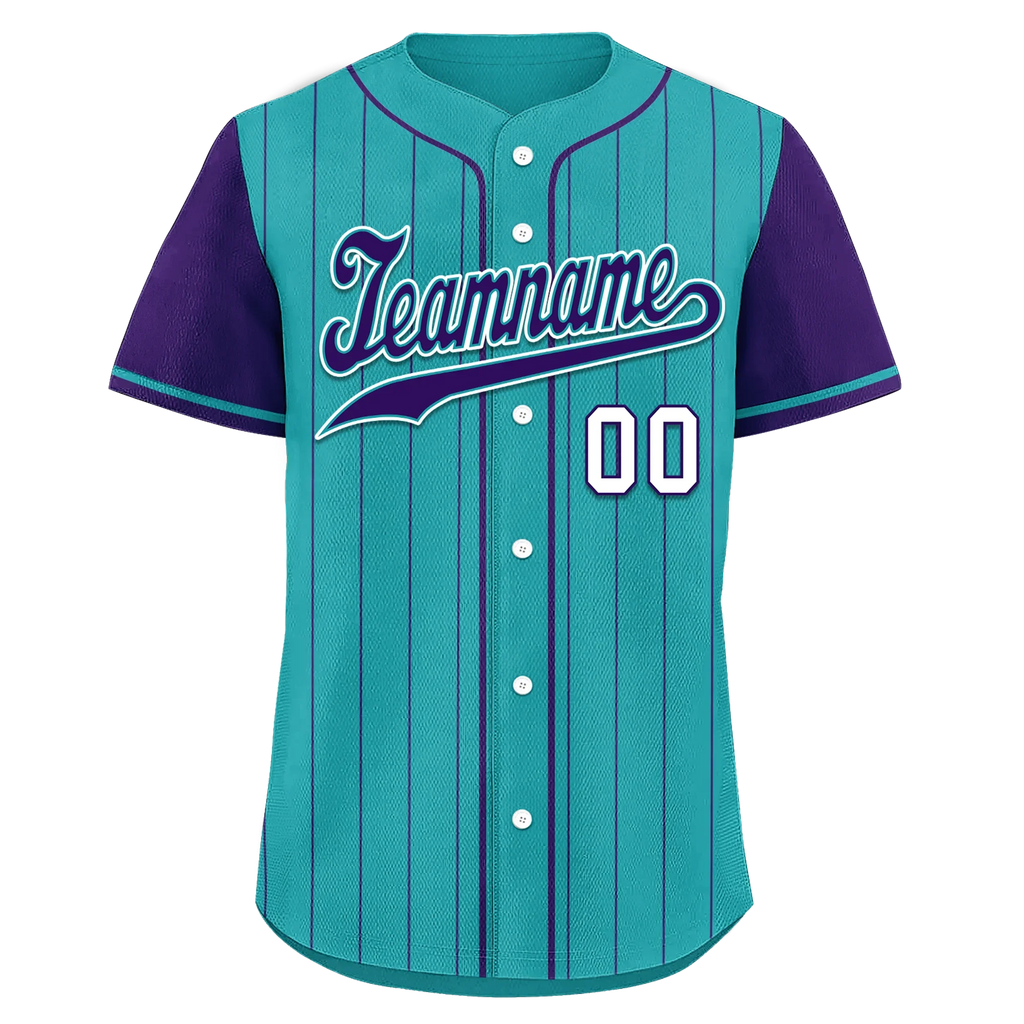 Custom Cyan Purple Stripe Fashion Personalized Authentic Baseball Jersey BSBJ01-D017247 - Coolcustomize